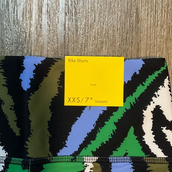 Diane Von Furstenberg DVF Target Disco Zebra Bike Shorts Green Blue Size XXS NWT - Picture 5 of 8